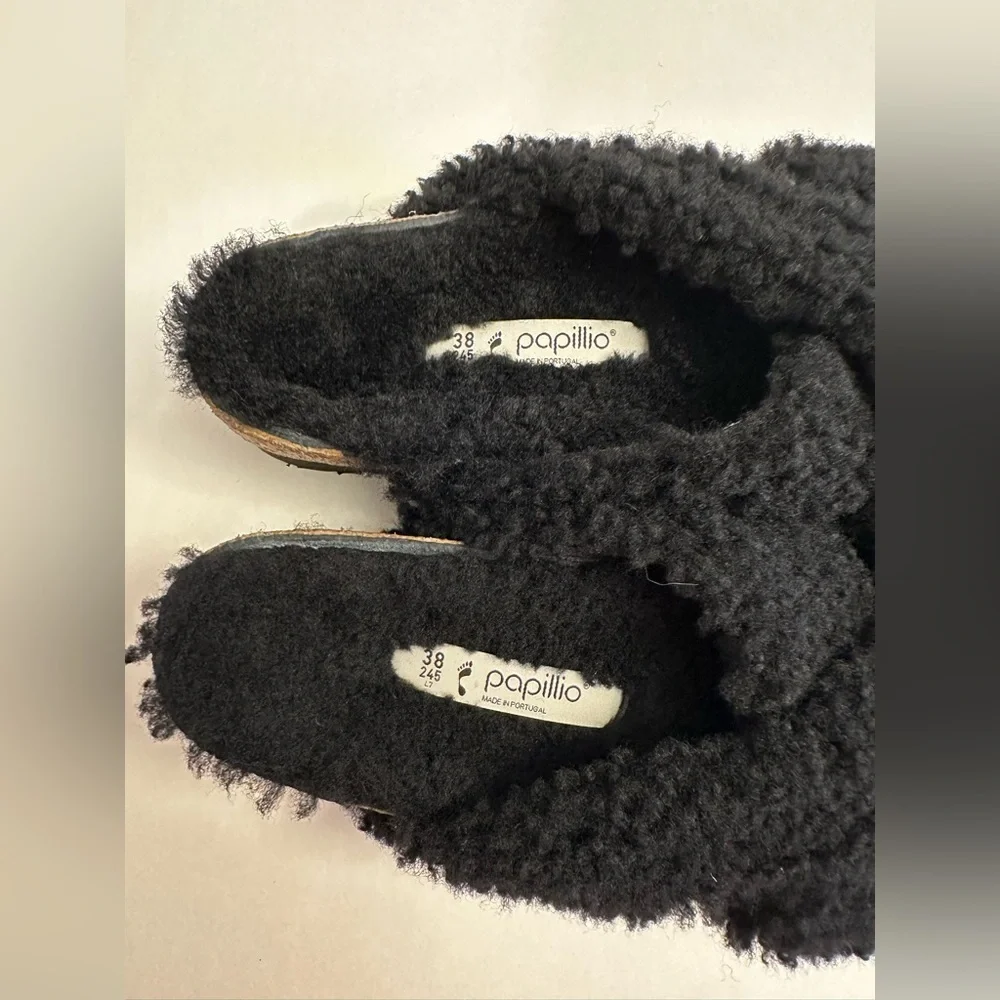 Birkenstock Papillio Daytona Shearling Teddy Platform Two-Strap Sandal Size 38